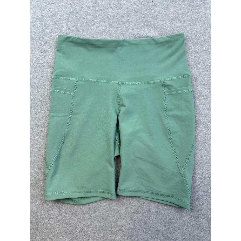 Old Navy Active Powersoft High-Rise Bike Shorts Sage Green Side Pockets Medium